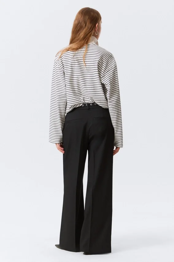 Pantalones de traje de cintura alta y pierna ancha – Negro Pantalones de traje de cintura alta y pierna ancha – Negro