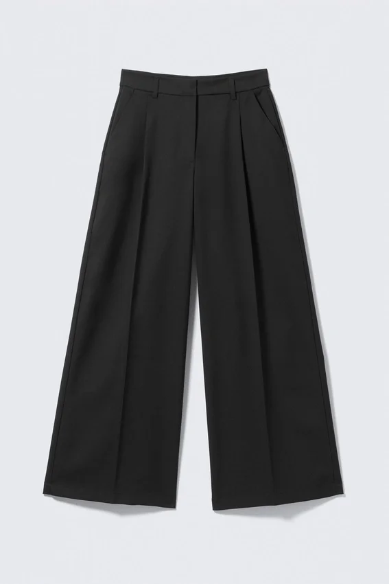 Pantalones de traje de cintura alta y pierna ancha – Negro Pantalones de traje de cintura alta y pierna ancha – Negro