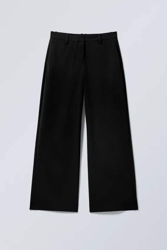 Pantalones de traje de corte holgado y cintura baja – Negro Pantalones de traje de corte holgado y cintura baja – Negro