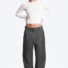 Pantalones de traje de corte holgado y pierna ancha – Gris oscuro jaspeado Pantalones de traje de corte holgado y pierna ancha – Gris oscuro jaspeado