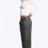 Pantalones de traje de corte holgado y pierna ancha – Gris oscuro jaspeado Pantalones de traje de corte holgado y pierna ancha – Gris oscuro jaspeado