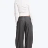 Pantalones de traje de corte holgado y pierna ancha – Gris oscuro jaspeado Pantalones de traje de corte holgado y pierna ancha – Gris oscuro jaspeado