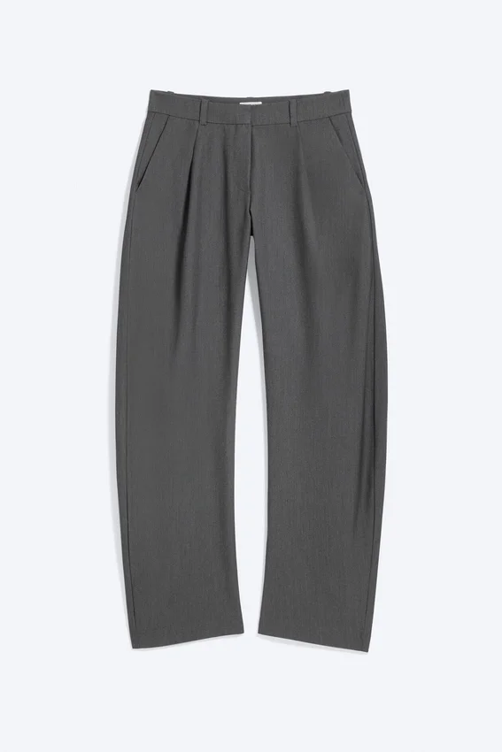 Pantalones de traje de corte holgado y pierna ancha – Gris oscuro jaspeado Pantalones de traje de corte holgado y pierna ancha – Gris oscuro jaspeado