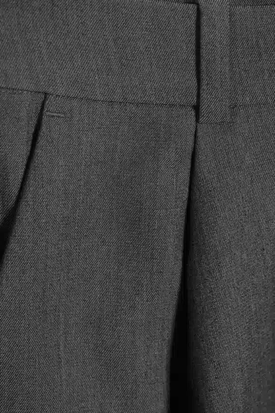 Pantalones de traje de corte holgado y pierna ancha – Gris oscuro jaspeado Pantalones de traje de corte holgado y pierna ancha – Gris oscuro jaspeado