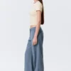 Pantalones de traje de talle bajo – Azul empolvado