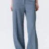 Pantalones de traje de talle bajo – Azul empolvado