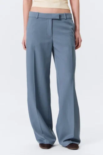 Pantalones de traje de talle bajo – Azul empolvado