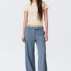 Pantalones de traje de talle bajo – Azul empolvado