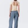 Pantalones de traje de talle bajo – Azul empolvado