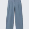 Pantalones de traje de talle bajo – Azul empolvado