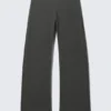 Pantalones de traje de talle bajo con cremallera lateral – Gris oscuro jaspeado