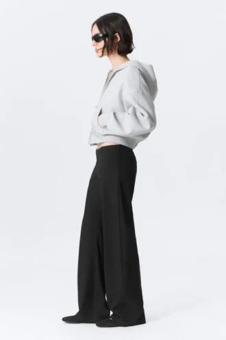 Pantalones de traje de talle bajo con cremallera lateral – Negro Pantalones de traje de talle bajo con cremallera lateral – Negro