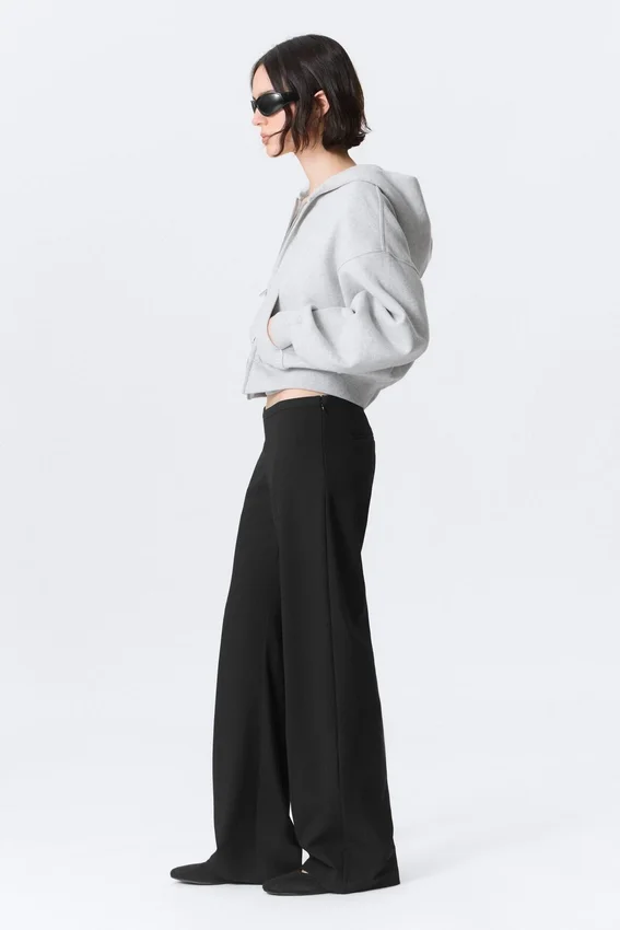 Pantalones de traje de talle bajo con cremallera lateral – Negro Pantalones de traje de talle bajo con cremallera lateral – Negro