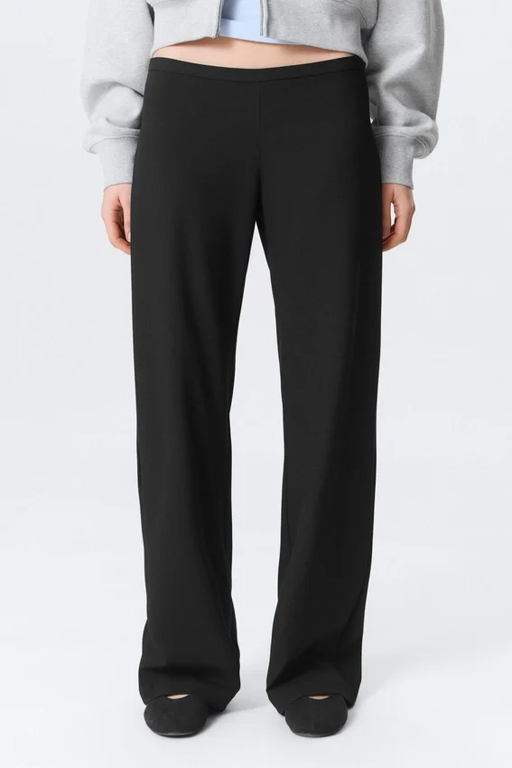 Pantalones de traje de talle bajo con cremallera lateral – Negro Pantalones de traje de talle bajo con cremallera lateral – Negro