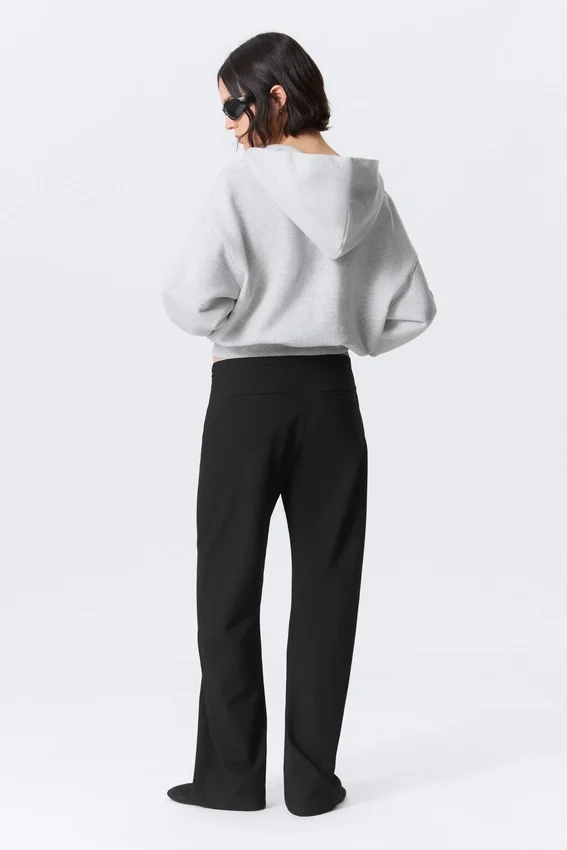 Pantalones de traje de talle bajo con cremallera lateral – Negro Pantalones de traje de talle bajo con cremallera lateral – Negro