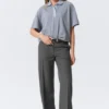Pantalones de traje de talle bajo – Gris jaspeado a rayas Pantalones de traje de talle bajo – Gris jaspeado a rayas