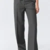 Pantalones de traje de talle bajo – Gris jaspeado a rayas Pantalones de traje de talle bajo – Gris jaspeado a rayas