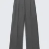 Pantalones de traje de talle bajo – Gris jaspeado a rayas Pantalones de traje de talle bajo – Gris jaspeado a rayas