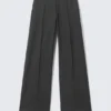 Pantalones de traje de talle bajo – Gris oscuro jaspeado