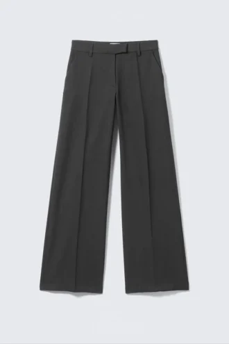 Pantalones de traje de talle bajo – Gris oscuro jaspeado
