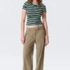 Pantalones de traje de talle bajo – Liso a rayas