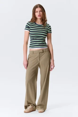 Pantalones de traje de talle bajo – Liso a rayas