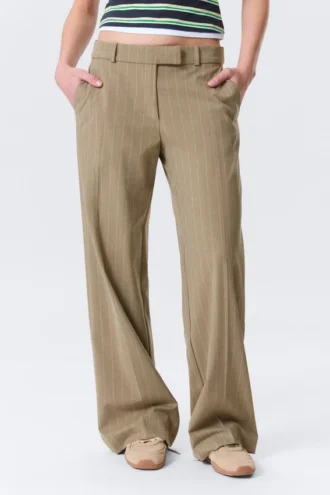 Pantalones de traje de talle bajo – Liso a rayas