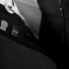 Pantalones de traje de talle bajo y pierna ancha con pliegues – Negro