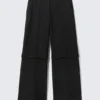 Pantalones de traje desmontables de cintura baja – Negro