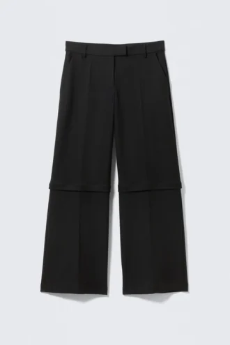 Pantalones de traje desmontables de cintura baja – Negro