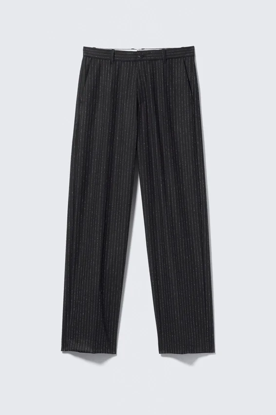 Pantalones de traje holgados Alessi – Rayas diplomáticas negras Pantalones de traje holgados Alessi – Rayas diplomáticas negras