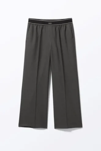 Pantalones de traje holgados con cintura elástica – Gris oscuro