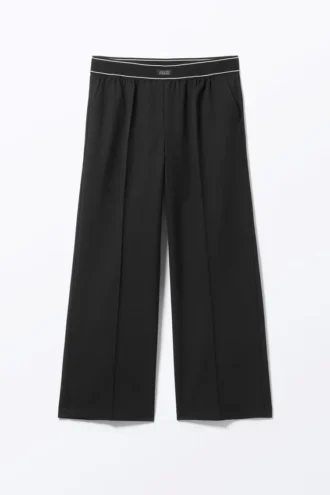 Pantalones de traje holgados con cintura elástica – Negro