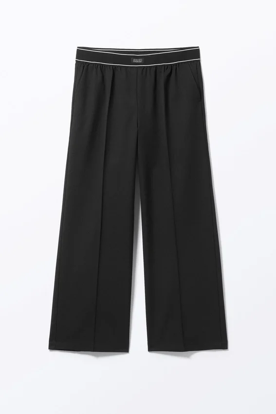 Pantalones de traje holgados con cintura elástica – Negro Pantalones de traje holgados con cintura elástica – Negro
