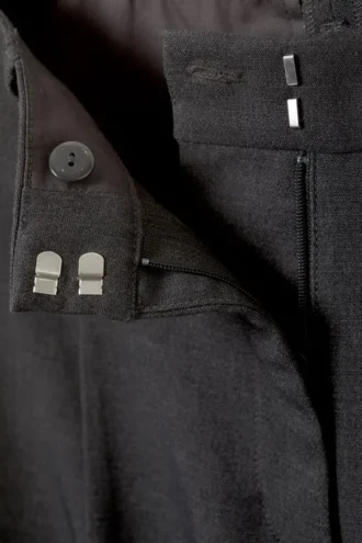 Pantalones de traje holgados con pliegues y talle bajo – Gris oscuro jaspeado