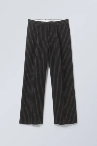 Pantalones de traje holgados de lino Uno – Rayas diplomáticas negras