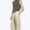 Pantalones de traje holgados de mezcla de lino Nate – Beige claro apagado Pantalones de traje holgados de mezcla de lino Nate – Beige claro apagado