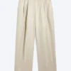 Pantalones de traje holgados de mezcla de lino Nate – Beige claro apagado Pantalones de traje holgados de mezcla de lino Nate – Beige claro apagado