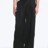 Pantalones de traje holgados de mezcla de lino Nate – Negro Pantalones de traje holgados de mezcla de lino Nate – Negro
