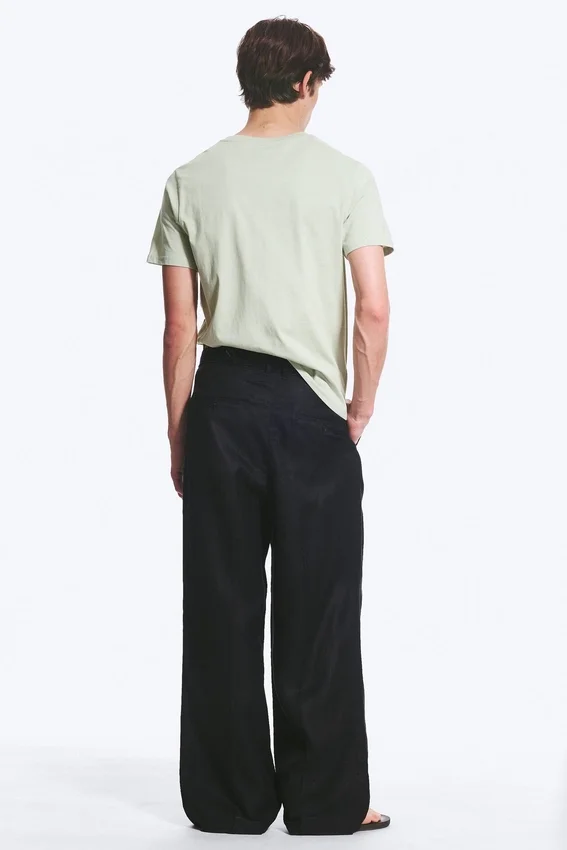 Pantalones de traje holgados de mezcla de lino Nate – Negro Pantalones de traje holgados de mezcla de lino Nate – Negro