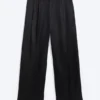 Pantalones de traje holgados de mezcla de lino Nate – Negro Pantalones de traje holgados de mezcla de lino Nate – Negro