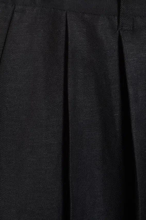 Pantalones de traje holgados de mezcla de lino Nate – Negro Pantalones de traje holgados de mezcla de lino Nate – Negro