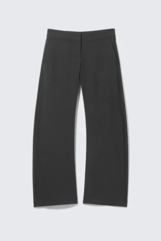 Pantalones de traje holgados de talle bajo con Barrel – Gris oscuro jaspeado