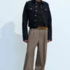 Pantalones de traje holgados Uno – Beige oscuro jaspeado Pantalones de traje holgados Uno – Beige oscuro jaspeado