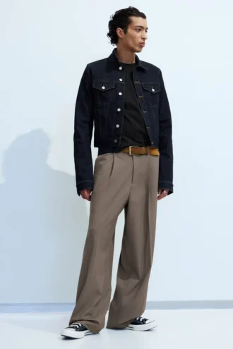 Pantalones de traje holgados Uno – Beige oscuro jaspeado Pantalones de traje holgados Uno – Beige oscuro jaspeado