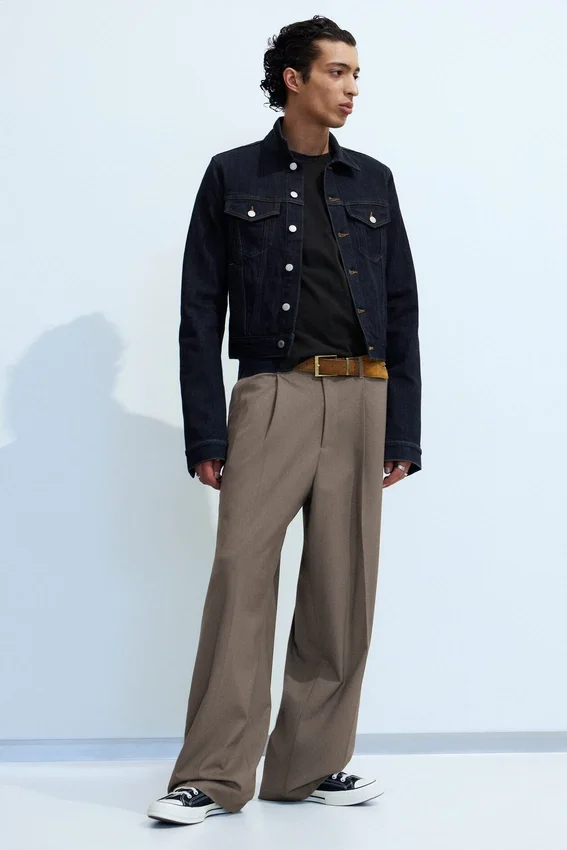 Pantalones de traje holgados Uno – Beige oscuro jaspeado Pantalones de traje holgados Uno – Beige oscuro jaspeado