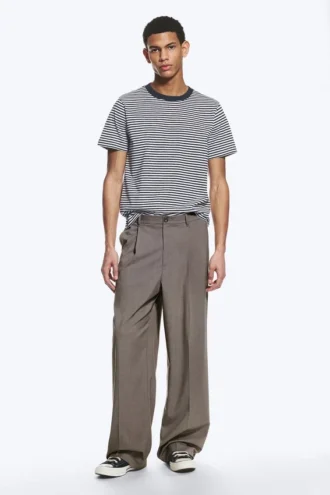 Pantalones de traje holgados Uno – Beige oscuro jaspeado Pantalones de traje holgados Uno – Beige oscuro jaspeado