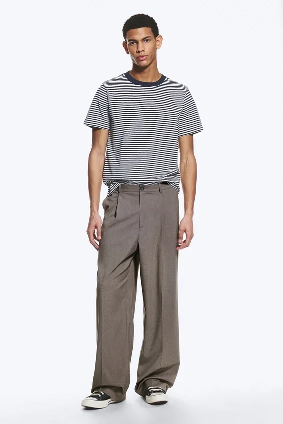 Pantalones de traje holgados Uno – Beige oscuro jaspeado Pantalones de traje holgados Uno – Beige oscuro jaspeado