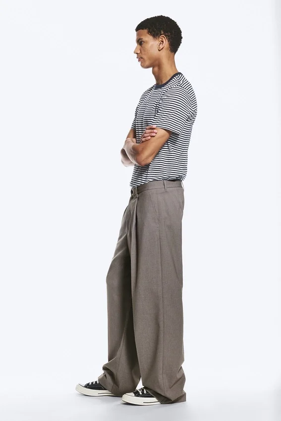Pantalones de traje holgados Uno – Beige oscuro jaspeado Pantalones de traje holgados Uno – Beige oscuro jaspeado