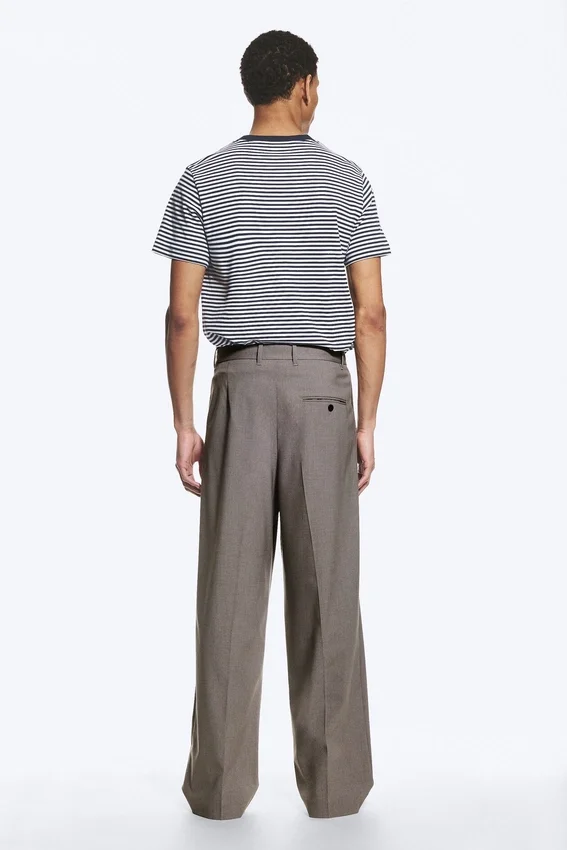 Pantalones de traje holgados Uno – Beige oscuro jaspeado Pantalones de traje holgados Uno – Beige oscuro jaspeado
